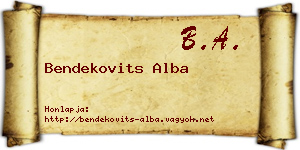 Bendekovits Alba névjegykártya